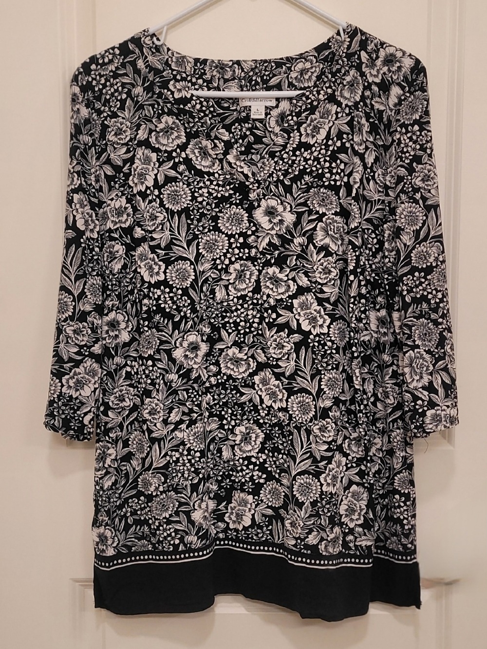 croft & barrow Black and White Floral Tunic
